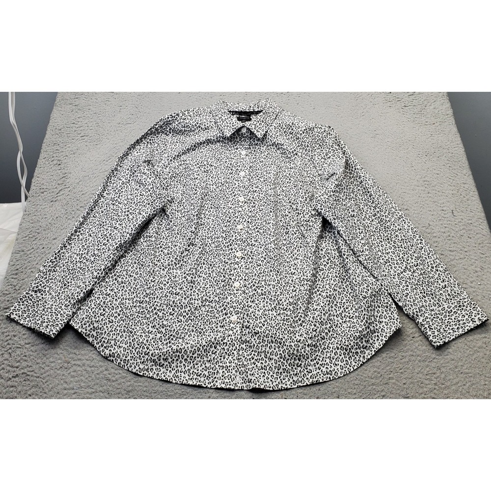 Talbots Shirt Women 20W Multi Animal Print Long Sleeve Non-Iron Collar Button-Up